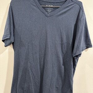 Algo Men's Blue Striped V-Neck Shirt